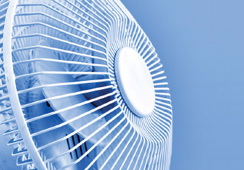 A studio photo of a portable electric fan